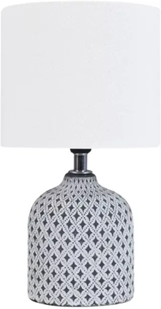 LUXY Blue&White Geometric Patterned Base, Bedside Accent Light Table Lamp