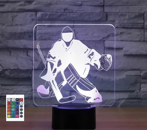 Huanix Remote Control Night Light Lamp 3D Hockey Goalie Remote Control 16 Color Night Lights Bedroo…