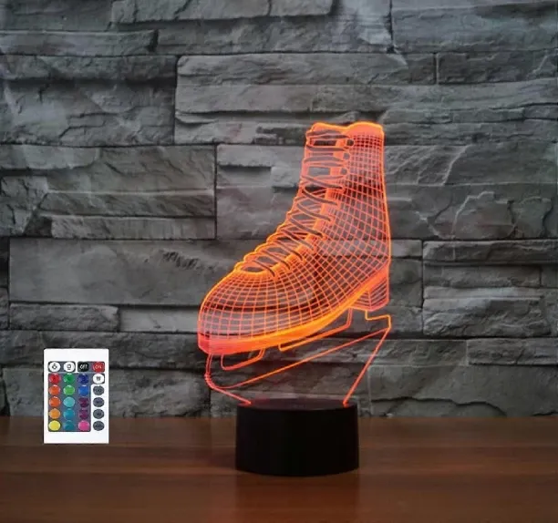 Huanix Remote Control Night Light Lamp 3D Skating Shoes Remote Control 16 Color Night Bedroom Lamp …