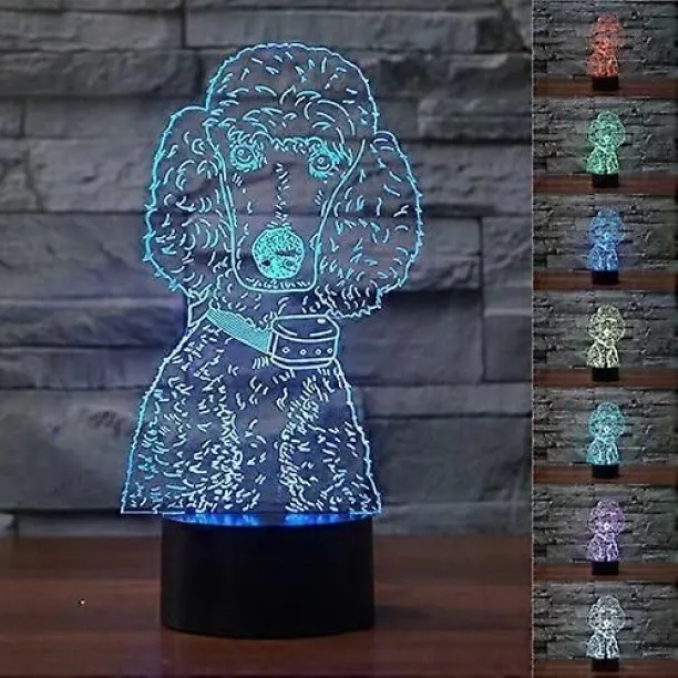 Huanix Remote Control Night Light Lamp 3D Poodle Moulding Night Light Touch Switch 7 Color Bedroom …