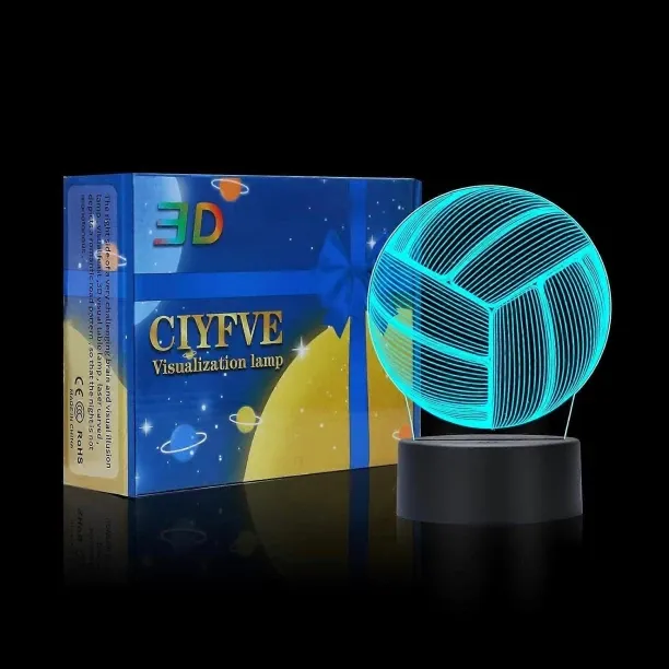 Huanix Remote Control Night Light Lamp Volleyball 3D Night Light Touch Control-7 Colors Auto Gradie…