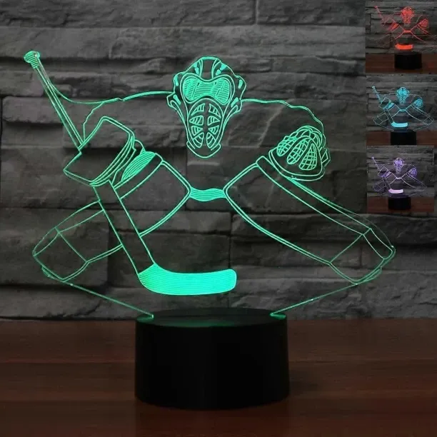 Huanix Remote Control Night Light Lamp 3D Ice Hockey Night Light Lamp Illusion Night Light Bedroom …
