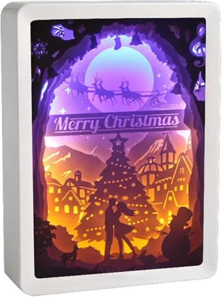 Huanix Remote Control Night Light Lamp Christmas 3D Paper Carving Night Light,Stereo Creative USB C…