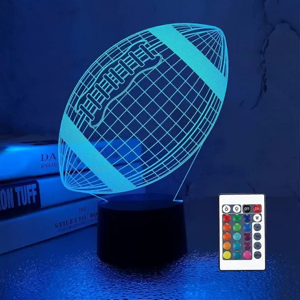 Huanix Remote Control Kids 3D American Football Night Light Optical Illusion Rugby Bedroom Decor Ni…