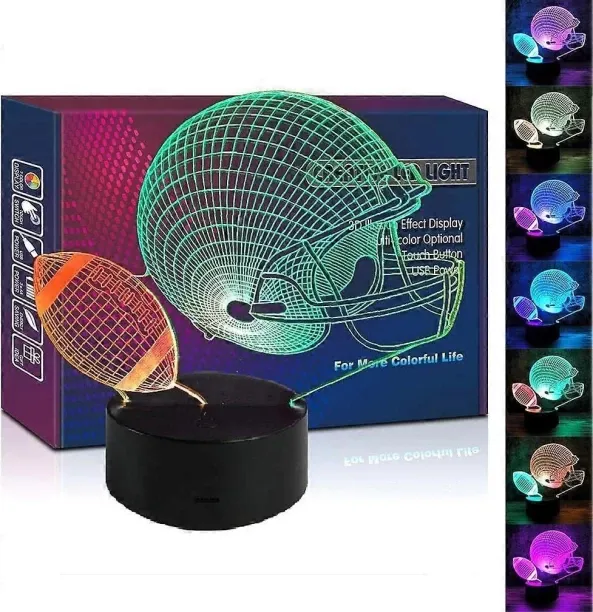 Huanix Remote Control Night Light Lamp American Football Helmet Remote Control Night Light LED 3D B…