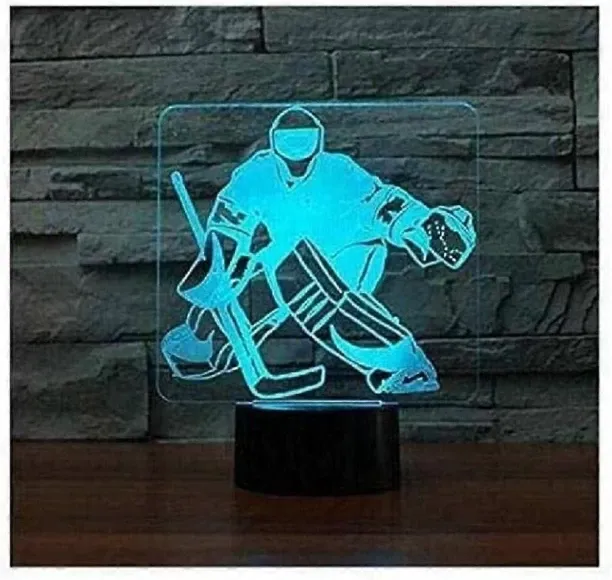 Huanix Remote Control Night Light Lamp 3D Ice Hockey Goalie Night Light Touch Table Desk Bedroom La…