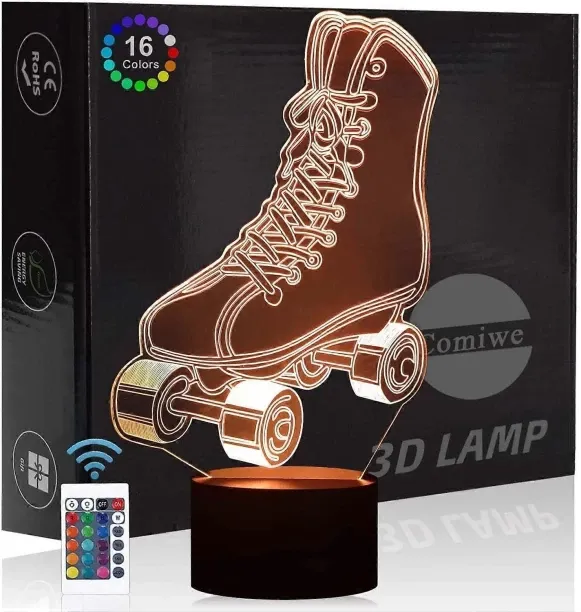Huanix Remote Control Night Light Lamp Quad Roller Skates 3D Illusion Night Light,16 Colours Change…