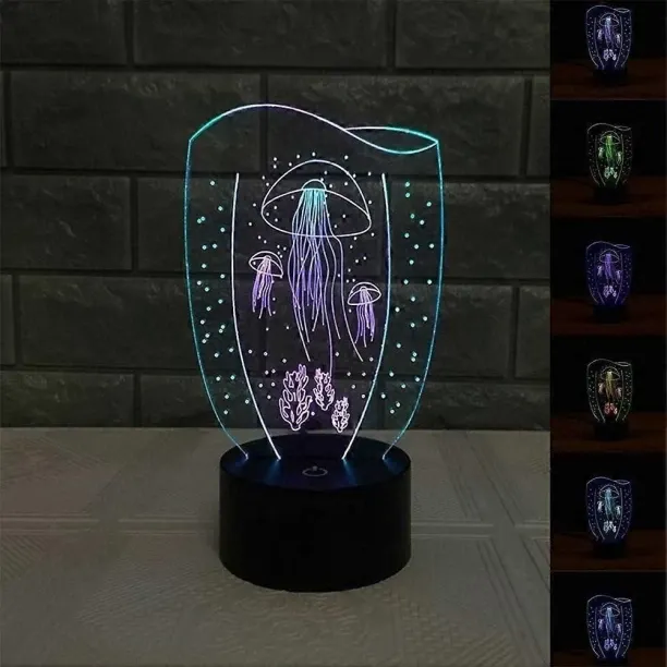 Huanix Remote Control Night Light Lamp 3D Optical Illusion Jellyfish Colorful Lighting Effect Touch…