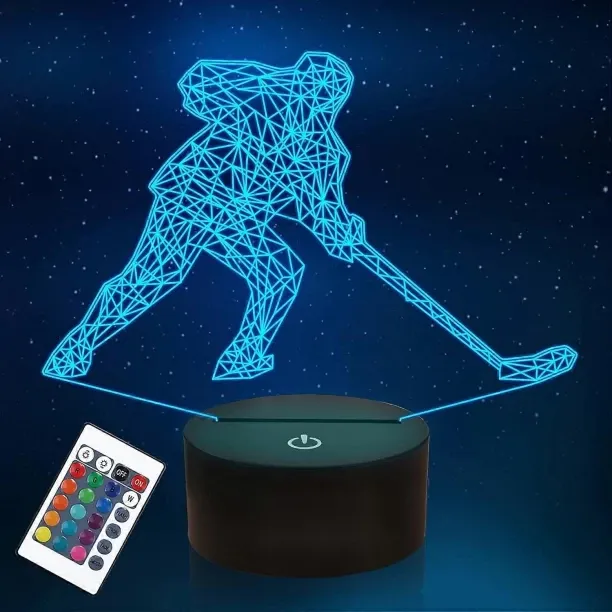 Huanix Remote Control Night Light Lamp Hockey Player 3D Night Lights for Kids, 16 LED Bedroom Lamp …