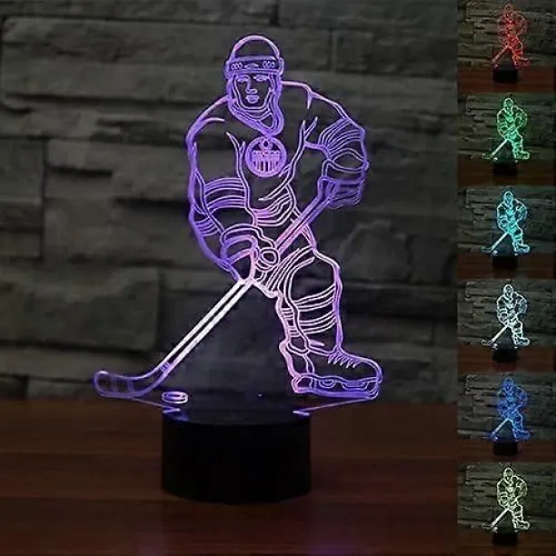 Huanix Remote Control Night Light Lamp 3D Ice Hockey Player Night Light USB Touch Switch Bedroom La…