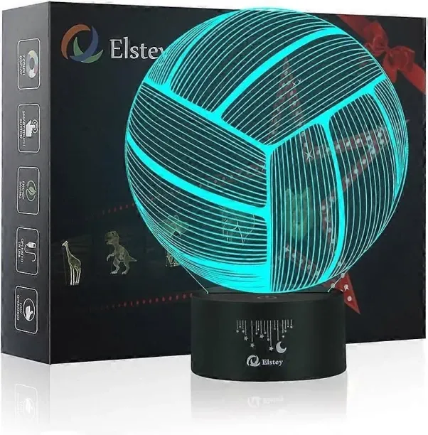 Huanix Remote Control Night Light Lamp Volleyball 3D Lamp Optical Illusion Night Light, Elstey 7 Be…