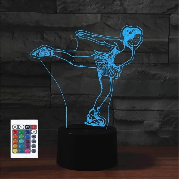 Huanix Remote Control Night Light Lamp 3D Skating Remote Control 16 Color Night Lights Illusion Bed…