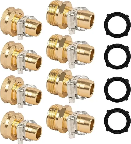 marevic 4 Sets Garden Hose Repair Connector with Clamps, Fit for 3/4" or 5/8" Aluminum Garden Hose …
