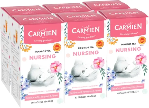Carmién Tea Rooibos Tea Nursing Fenugreek and Fennel 40s(6-pack / 6x40s) Rooibos Tea Box