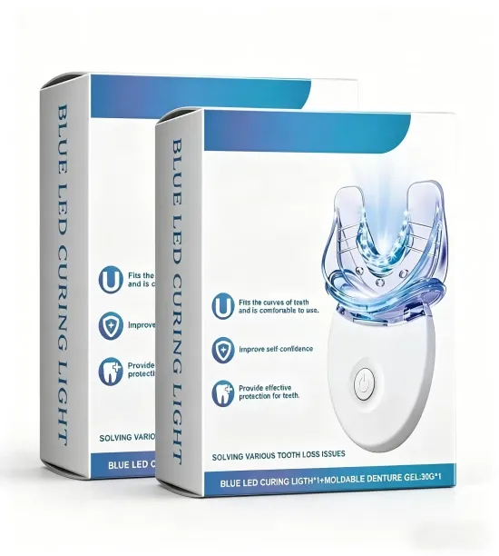 BOWENSTORE Blue LED Dental Curing Light with Moldable Denture Gel, Professional Tooth Repair Kit, L…