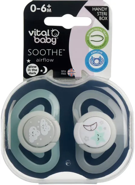 Vital Baby SOOTHE™ | Airflow night 0-6mth (2pk) Soother