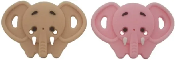 Umlozi Funny Dummy Pacifiers For Babies - 2 Pack Silicone Elephant Design - Pink & Beige Soother