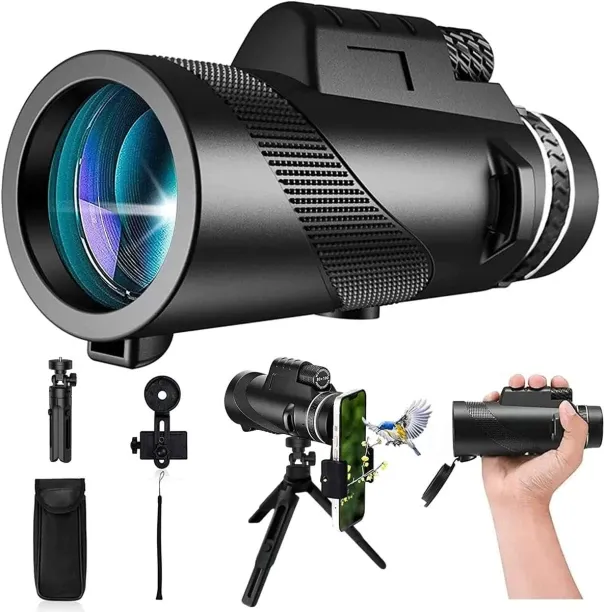BezosMax 80x100 HD Monocular Telescope with Smartphone Adapter Tripod, Large Vision High Powered Mo…