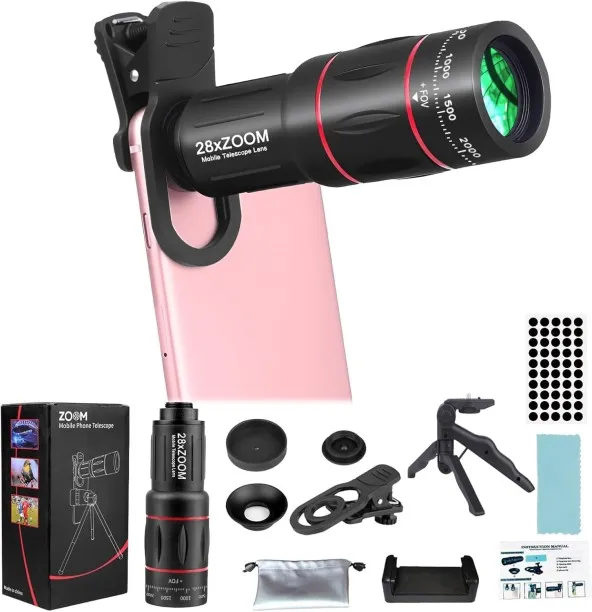 Milky Way Telephoto Lens Attachment Kit for iPhone and Android Phone Camera Lens with Tripod Clip, …