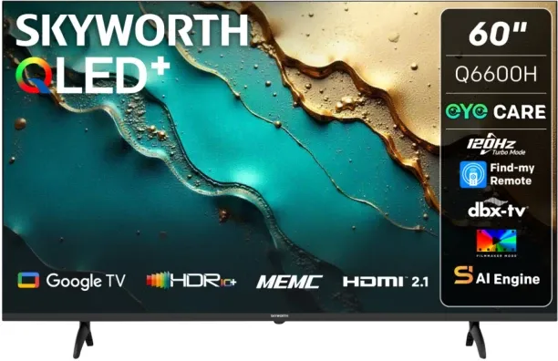 Skyworth 152.4 cm (60 inch) QLED Ultra HD (4K) Google Flat-Panel TV, Smart TV