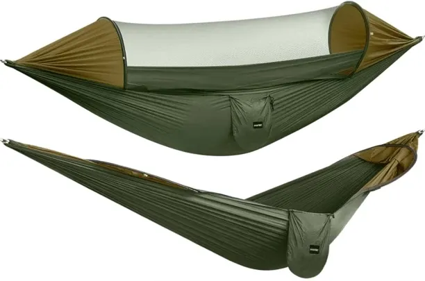 Zuosheng Large Camping Hammock with Mosquito Net and Rain Fly- 2 Person Portable Hammock with Bug N…