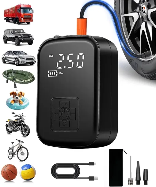 Tidecus Tire Inflator Portable Air Compressor for Car, 150 PSI Cordless Mini Bike Tire Pump, Air Pu…