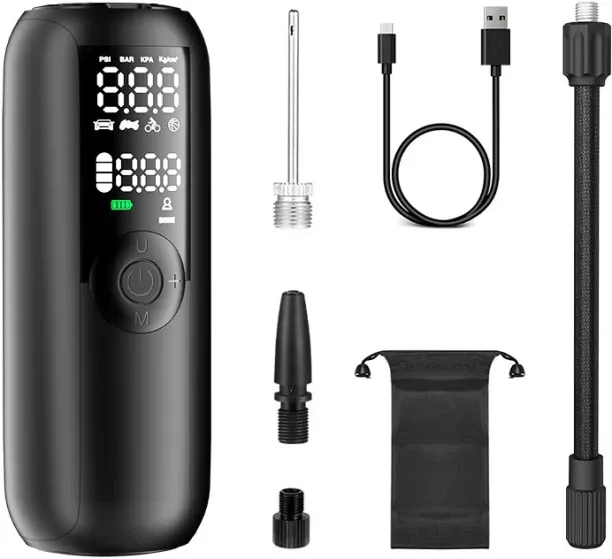 marevic Tire Inflator Portable Air Compressor, Electric Bike Tire Pump with Gauge PTFE (Non-stick) …