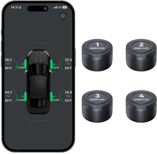 Happyfun RV Tire Pressure Monitoring System with 4 External Sensors, Wireless TPMS Plastic Smart Ty…