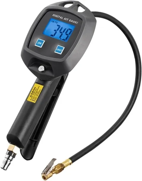 With Inflator Hose Nozzles Car Tester Tire Pressure Gauge 0-255Psi 0-18Bar Monitor Inflation Gun Mo…