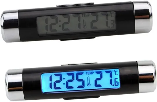 Pofufusm Thermometer for Adults Car Digital Thermometer Clock Outdoor Temperature Display Plastic D…