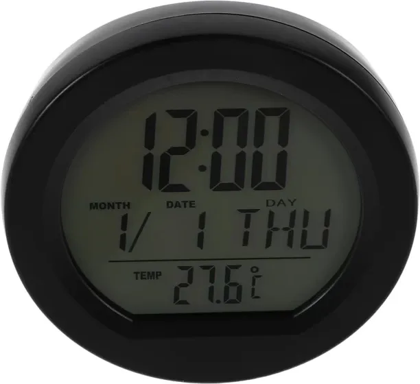 Pofufusm Solar Powered Car Clock with Temperature Display Digital Dashboard Clock for Vehicles Auto…