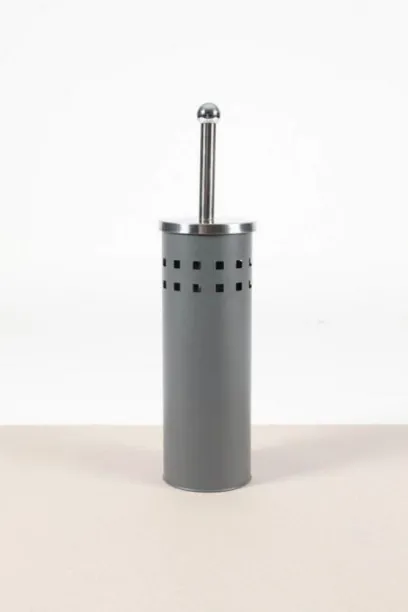 Aura Grey Cut Metal Toilet Brush Set – Modern Urban Design Toilet Brush with Holder