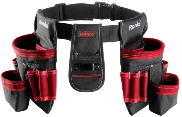 Ronix Tool Waist Bag with 24 Pockets Belt Pouch Removable Adjustable Portable Nylon Tool Bag