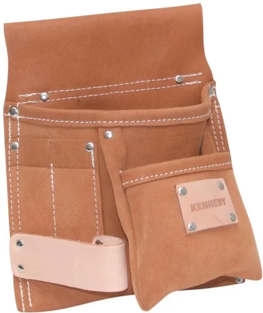 Kennedy 5 Pocket 1 Loop Small Tool Nail Pouch Leather Tool Holster