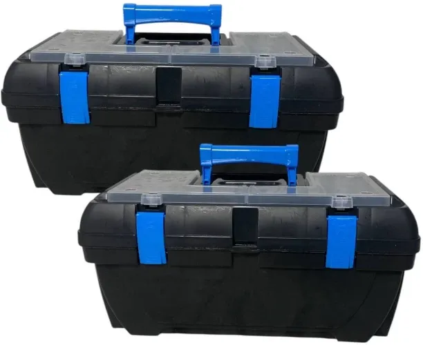 SMTE DIY Toolbox Set – 3 Piece with Carry Handles and Secure Latches Tool Box