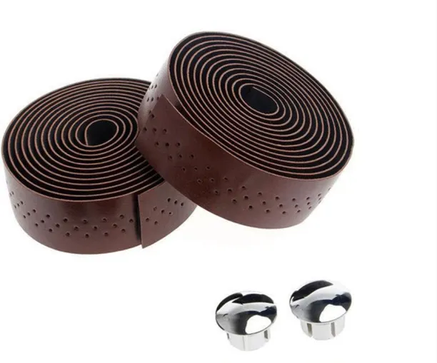 ALANES 2 Piece PU Leather Road Bike Bar Straps Bicycle Handlebar Tape Handle Bar