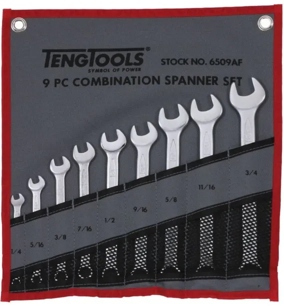 Teng Tools 9PC Combination Spanner Set AF (imperial) Camping & Hiking Hand Tools