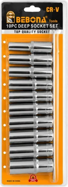 Bebona 10 Piece 1/2 Deep Socket Set 10mm-24mm Deep Socket Set