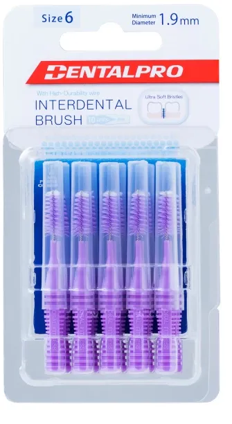 Dental Pro I-Shaped Interdental tooth brush-Size 6 (1.9 mm) Purple Ultra Soft Toothbrush
