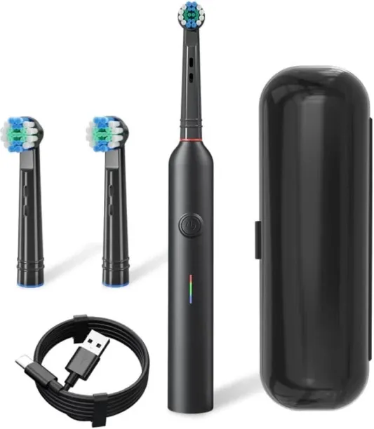 BOWENSTORE 360° Rotating Head Electric Toothbrush - USB Charging, Soft Bristles Extra Soft Toothbru…