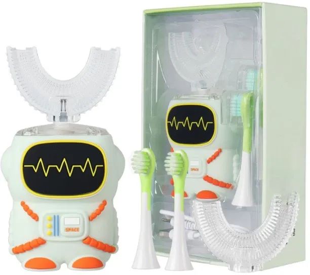 Spark Kids U Shaped Electric Toothbrush with 4 brush heads Medium Toothbrush
