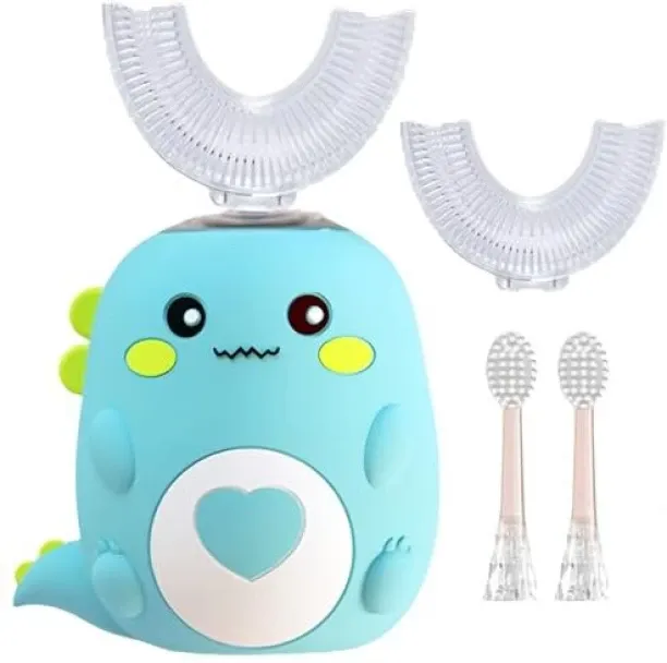 LocateLuxe Kids U Shaped Electric Toothbrush with 4 Brush Heads, 360° Sonic Automatic Toothbrush wi…