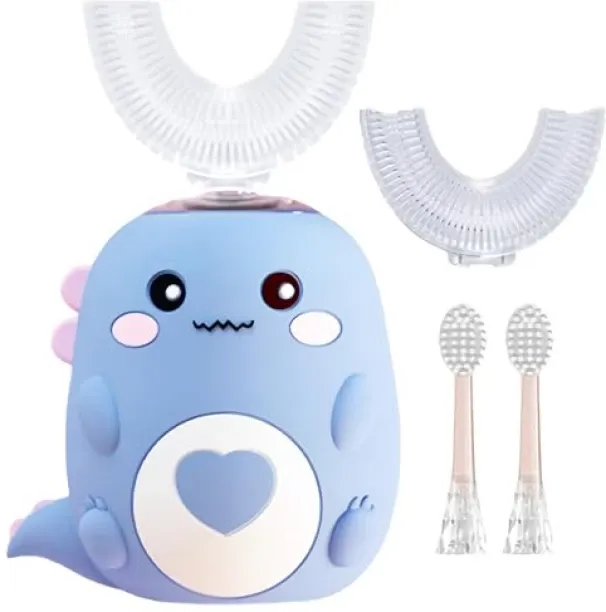 LocateLuxe Kids U Shaped Electric Toothbrush with 4 Brush Heads, 360° Sonic Automatic Toothbrush wi…