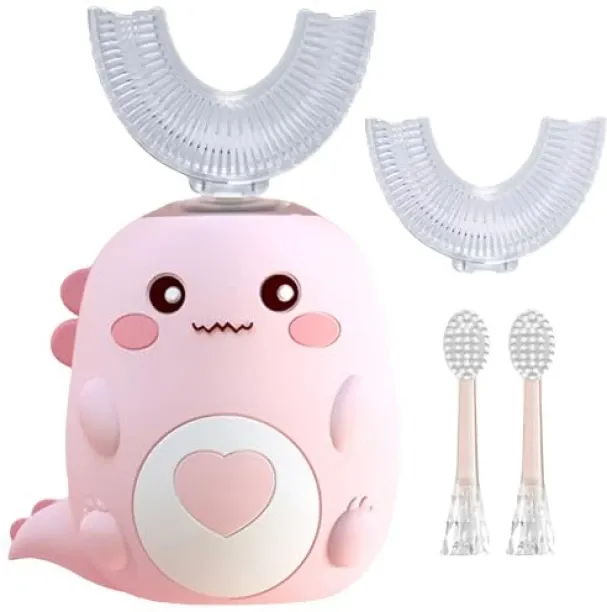 LocateLuxe Kids U Shaped Electric Toothbrush with 4 Brush Heads, 360° Sonic Automatic Toothbrush wi…