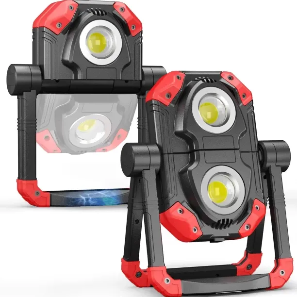 Joy Home 2Pack Rechargeable LED Work Light with Magnetic Bases, 2500LM 6500K 12 Hours Long Lasting,…