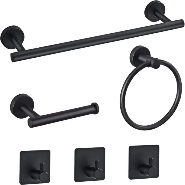 Heartdeco Bathroom Accessories Set & Towel Rack Stainless Steel Hook Towel Holder
