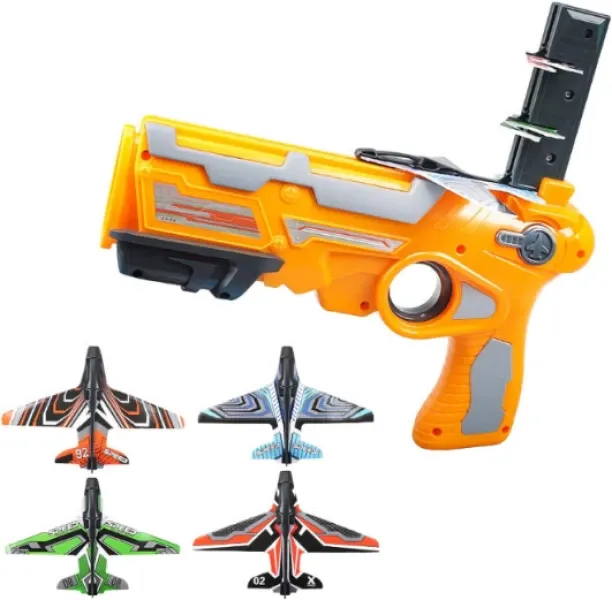 Miss Bliss Imports Launcher Catapult Gun with 4 foam flying airplanes Gliding Kids Boys Toys - Yell…