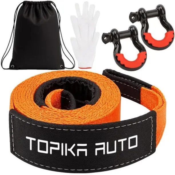 Topika 9m 15Ton Tow Strap Heavy Duty with D-Ring Shackles Recovery Rope Hitch Pin