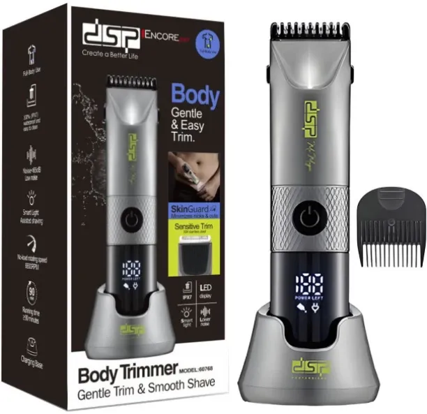 DSP Trimmer for Full-Body with LED Display&Smart Light&Charging Dock IP7 -Gray -60768 Trimmer