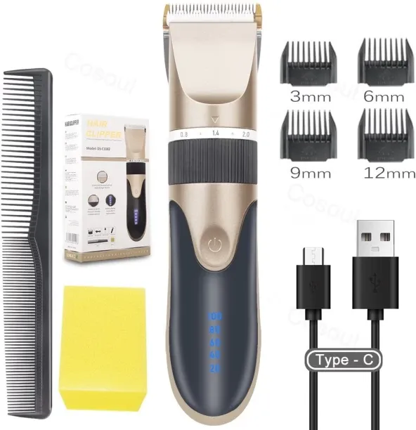 MAX (Golden)Professional Hair Clipper Electric Barber Hair Trimmers For Men Kids Cordless Rechargea…